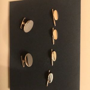 Solid 14k Gold Cuff Link and Stud Set